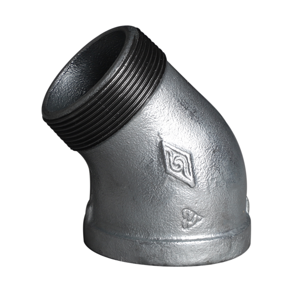 邁克牌國標方邊瑪鋼45度內外絲彎頭